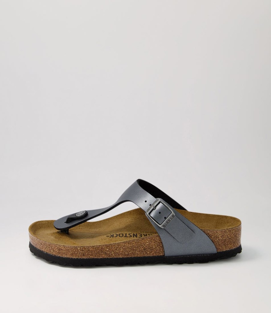 BIRKENSTOCK Gizeh Metallic Black Birkoflor Sandals | Comfort