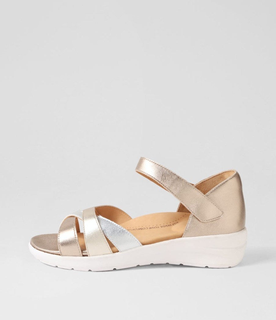 ZIERA Nacola2 Xw Metallic Multi Leather Sandals | Heels