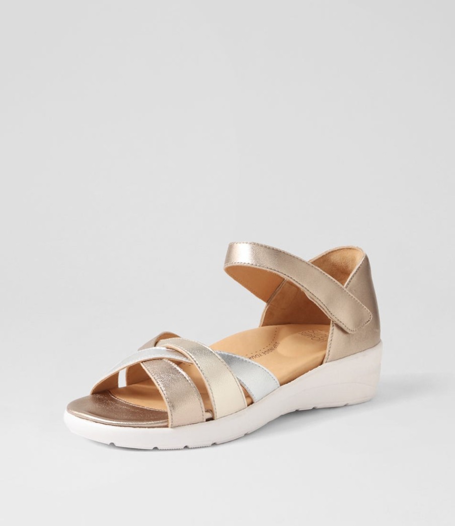 ZIERA Nacola2 Xw Metallic Multi Leather Sandals | Heels