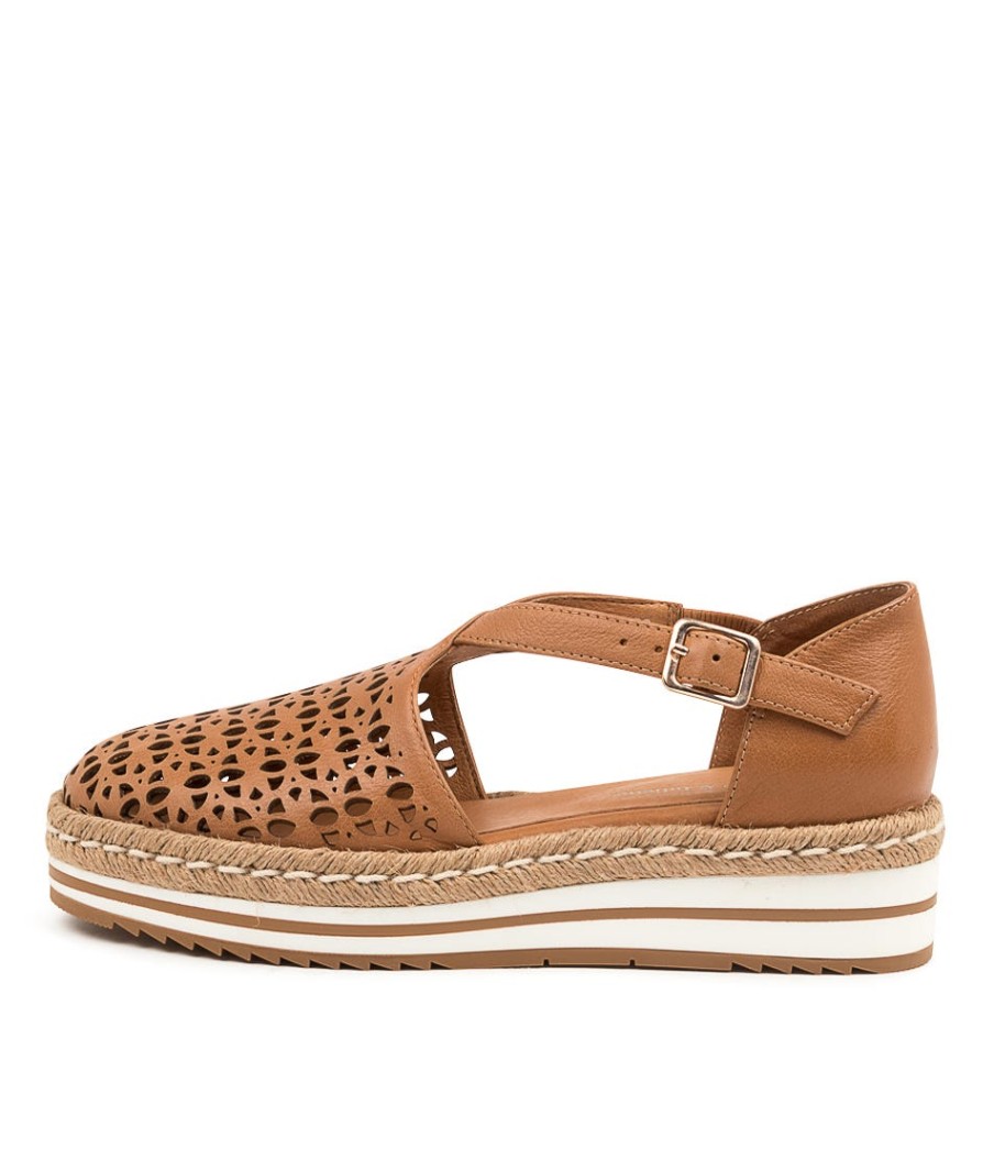 DJANGO & JULIETTE Erika Dk Tan Leather | Wedges