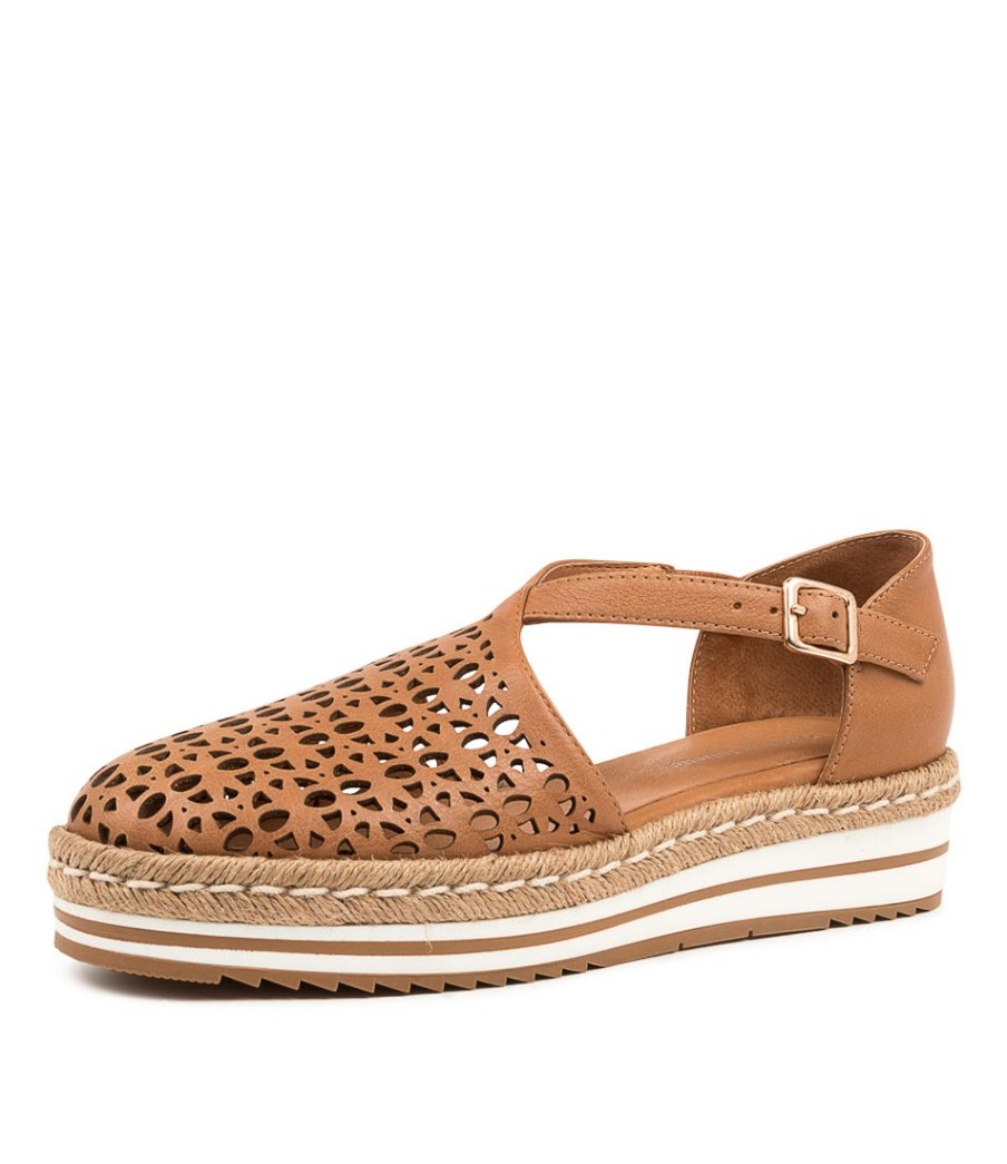 DJANGO & JULIETTE Erika Dk Tan Leather | Wedges