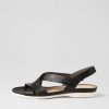 ZIERA Bellmont W Black Leather Sandals | Flats