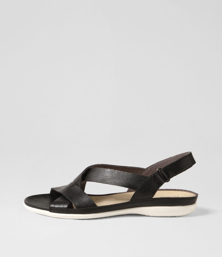 ZIERA Bellmont W Black Leather Sandals | Flats