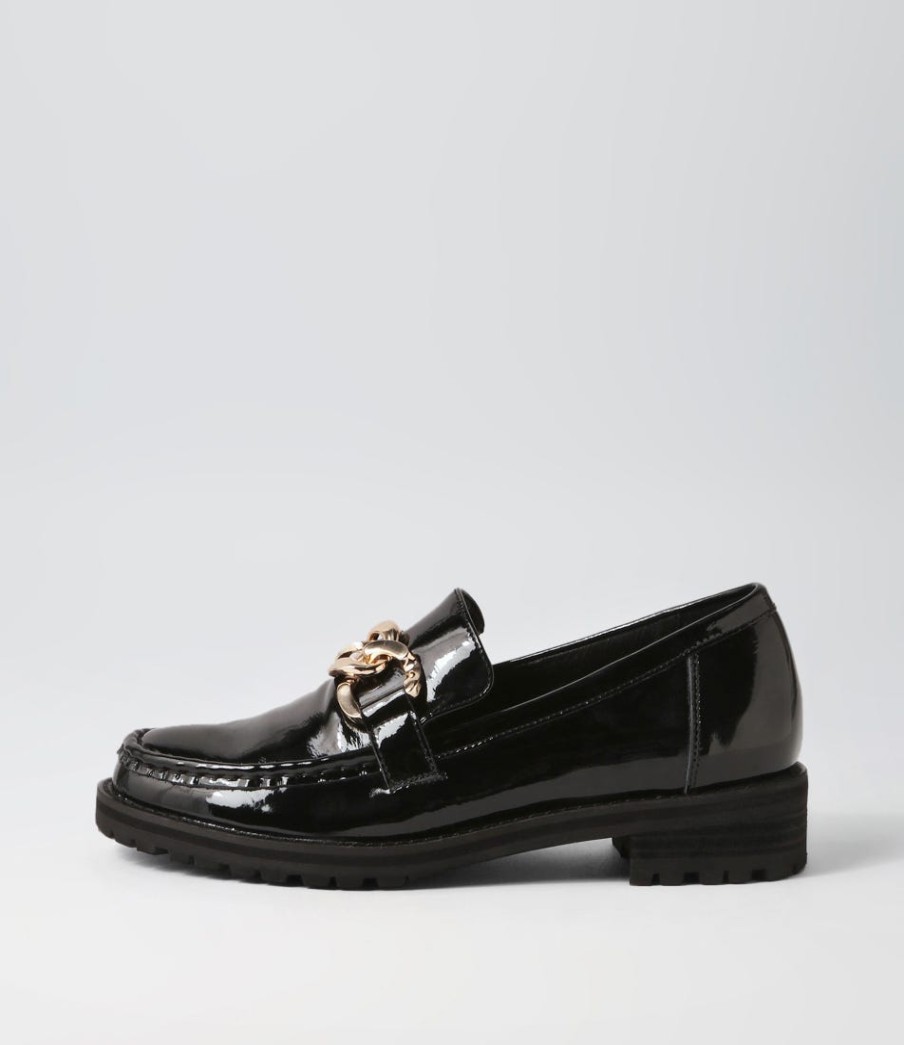 ZIERA Misima W Black Patent Leather Loafers | Loafers