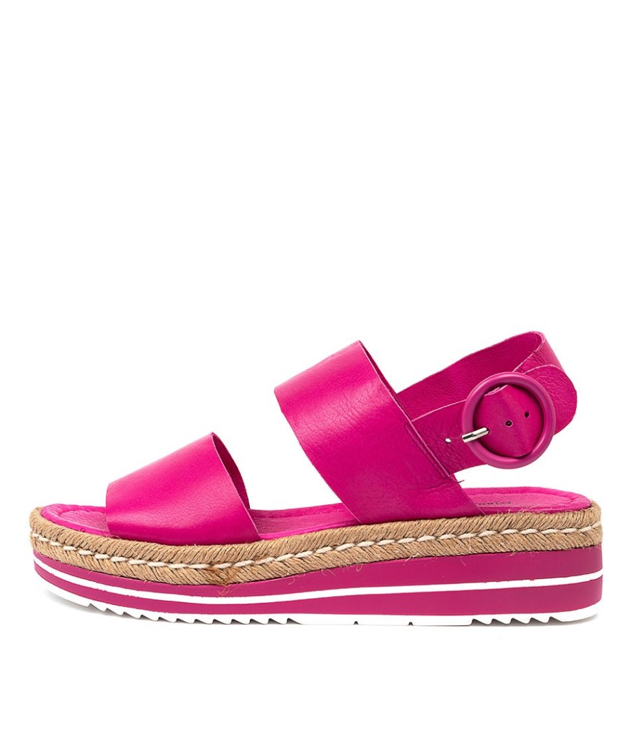 DJANGO & JULIETTE Atha Lrg Fuchsia Leather | Espadrilles