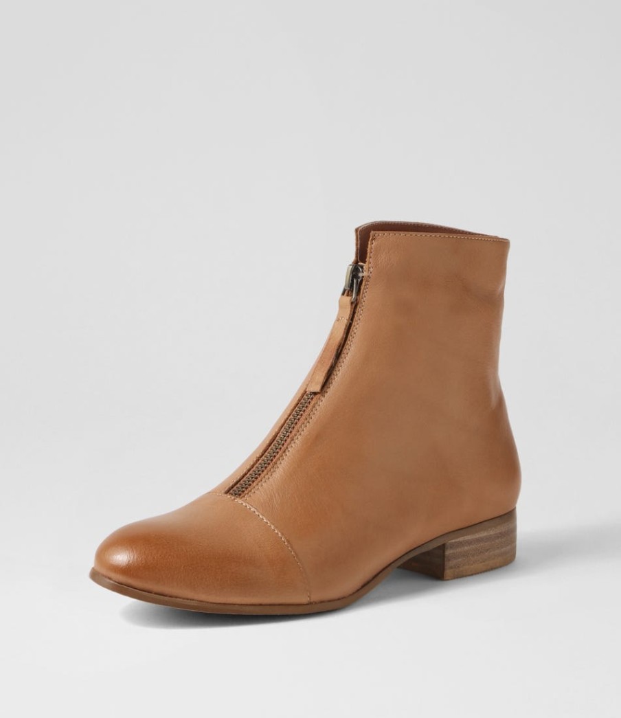 DJANGO & JULIETTE Funda Cognac Leather Ankle Boots | Boots