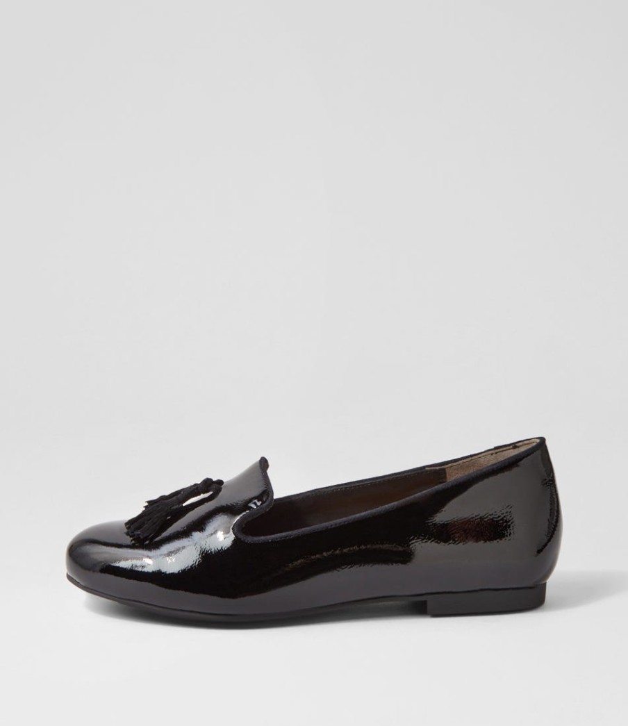 ZIERA Charter Xf Black Patent Mix Flat Shoes | Loafers