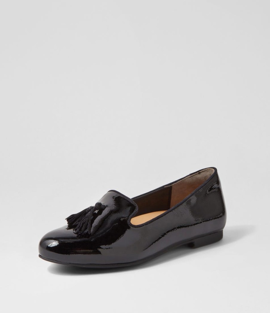 ZIERA Charter Xf Black Patent Mix Flat Shoes | Loafers