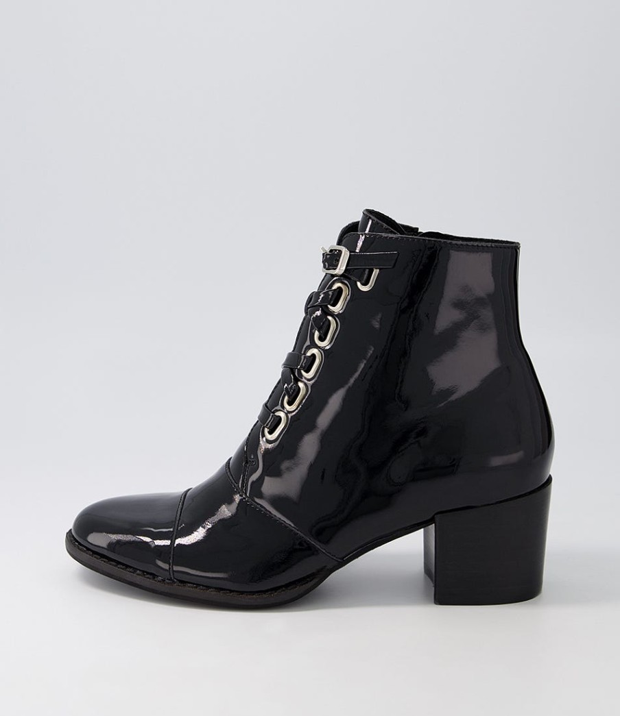 DJANGO & JULIETTE Mclain Black Patent Leather Lace Up Boots | Boots