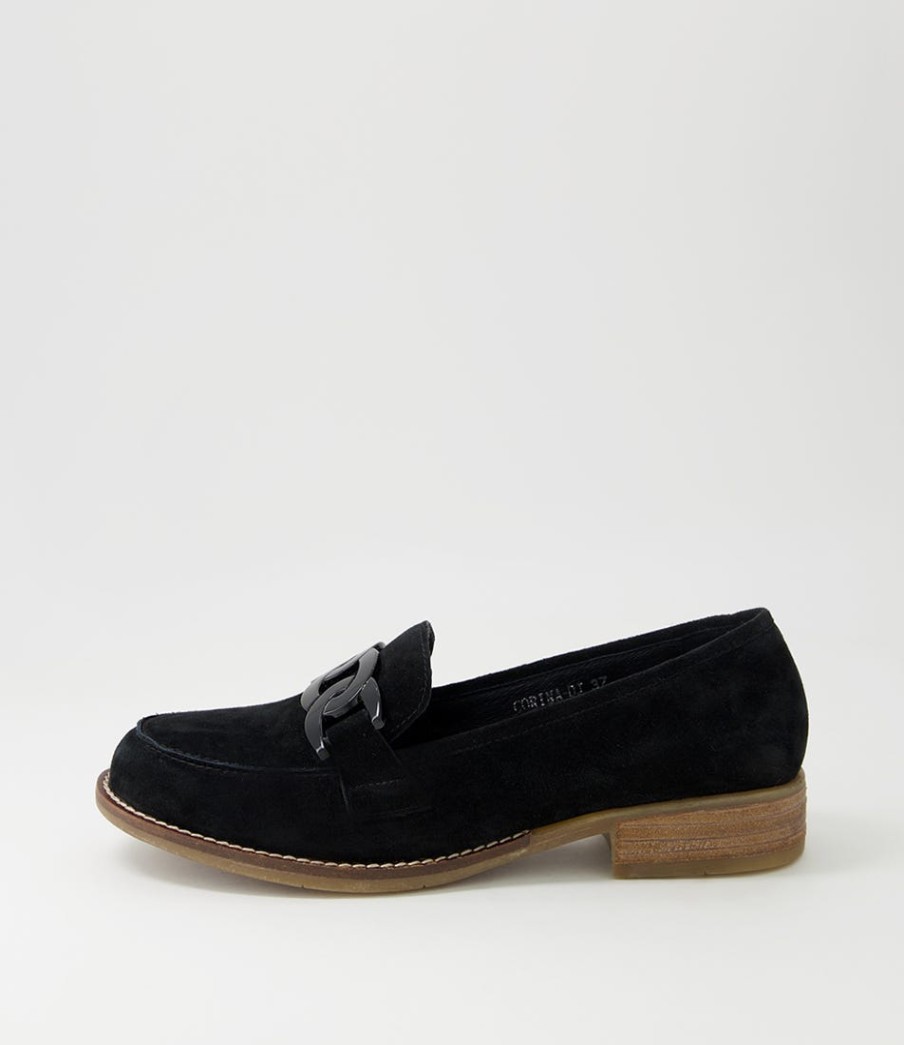 DJANGO & JULIETTE Corina Black Suede Loafers | Loafers