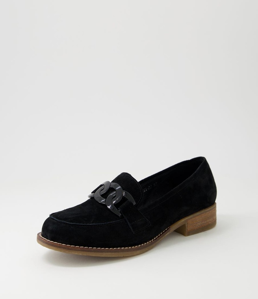 DJANGO & JULIETTE Corina Black Suede Loafers | Loafers