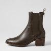 DJANGO & JULIETTE Dowell Dark Olive Choc Leather Chelsea Boots | Boots