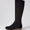 DJANGO & JULIETTE Strath Black Suede Knee High Boots | Boots