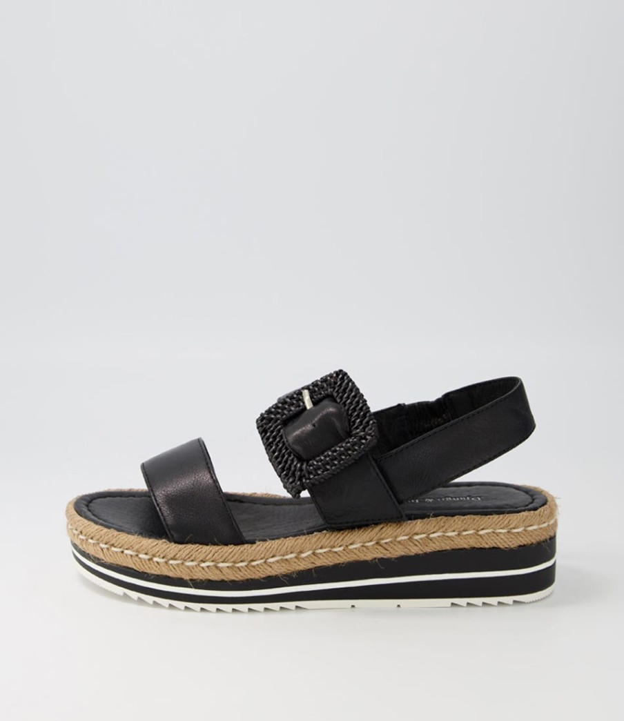 DJANGO & JULIETTE Antons Black Leather Espadrilles | Espadrilles