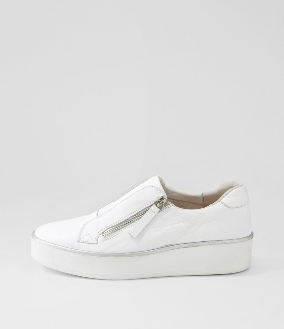 ZIERA Zikta W White Leather Sneakers | Flats