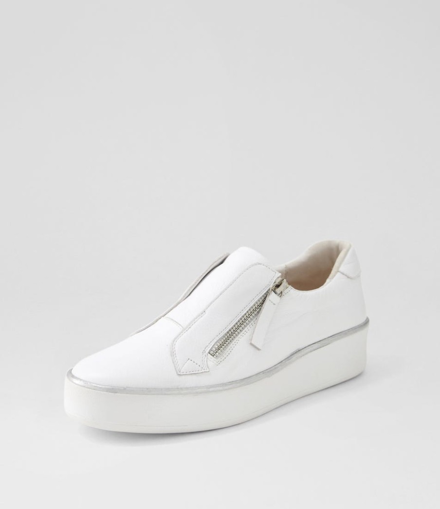 ZIERA Zikta W White Leather Sneakers | Flats