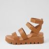 DJANGO & JULIETTE Rhean Toffee Leather Sandals | Wedges