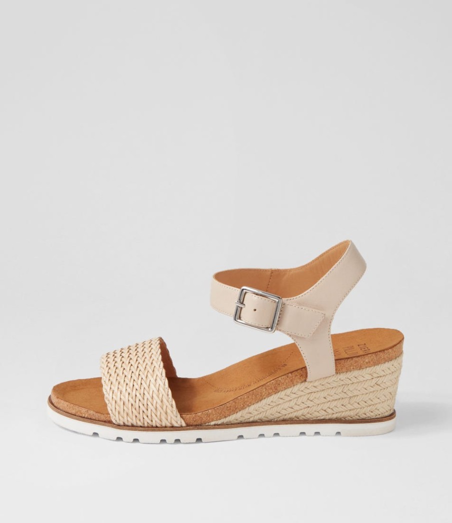 ZIERA Konyise W Nude Weave Leather Sandals | Wedges