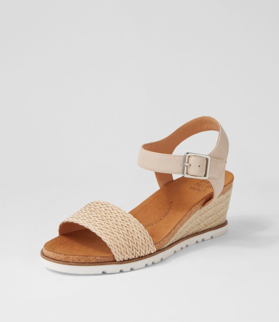 ZIERA Konyise W Nude Weave Leather Sandals | Wedges