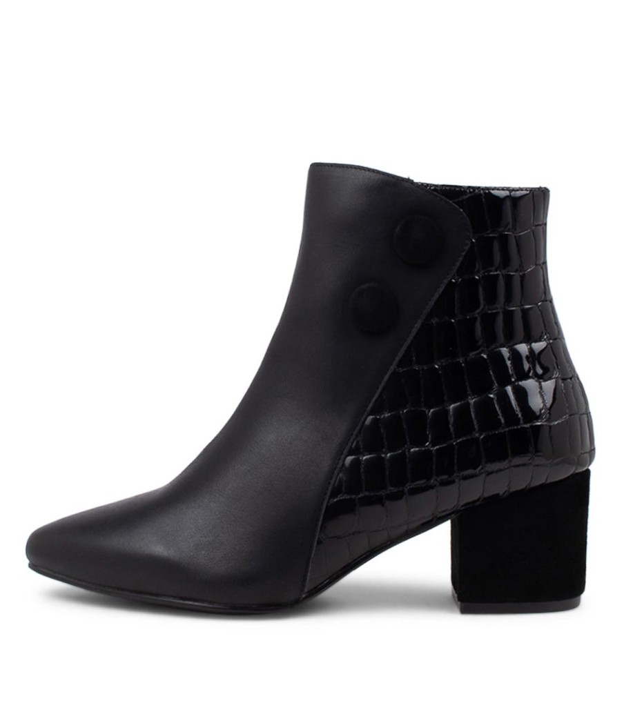 ZIERA Veyda Xw Black Leather Ankle Boots | Boots