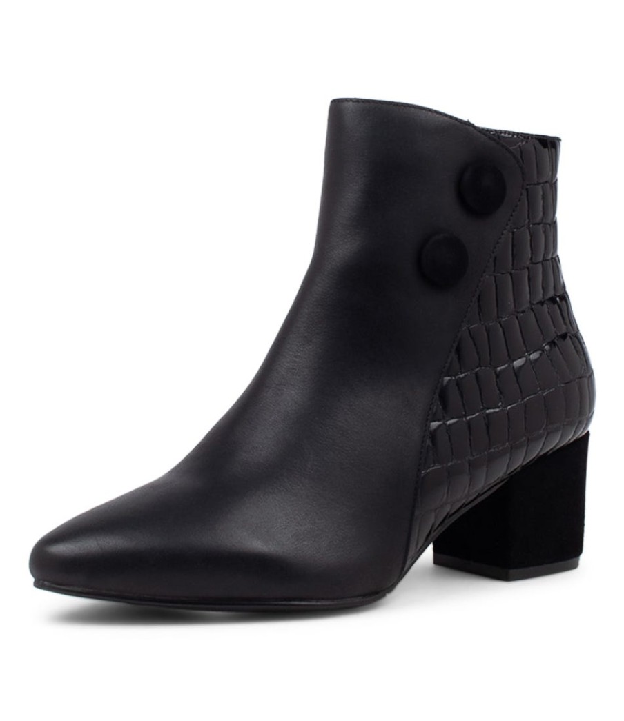 ZIERA Veyda Xw Black Leather Ankle Boots | Boots