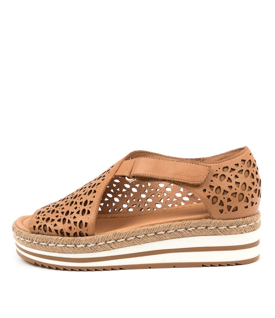 DJANGO & JULIETTE Alkiet Dk Tan Leather | Espadrilles