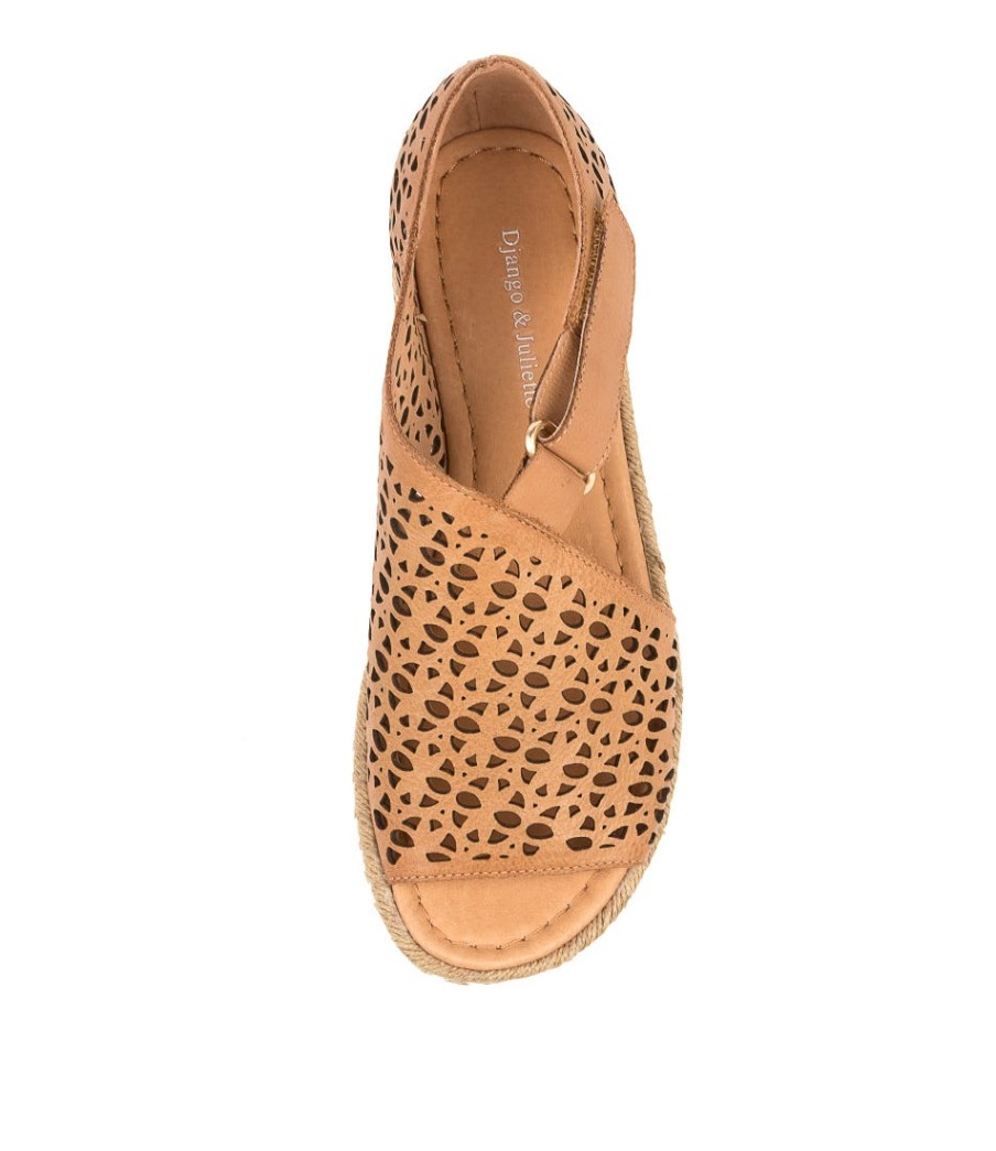 DJANGO & JULIETTE Alkiet Dk Tan Leather | Espadrilles