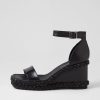 DJANGO & JULIETTE Vangie Black Leather Sandals | Heels