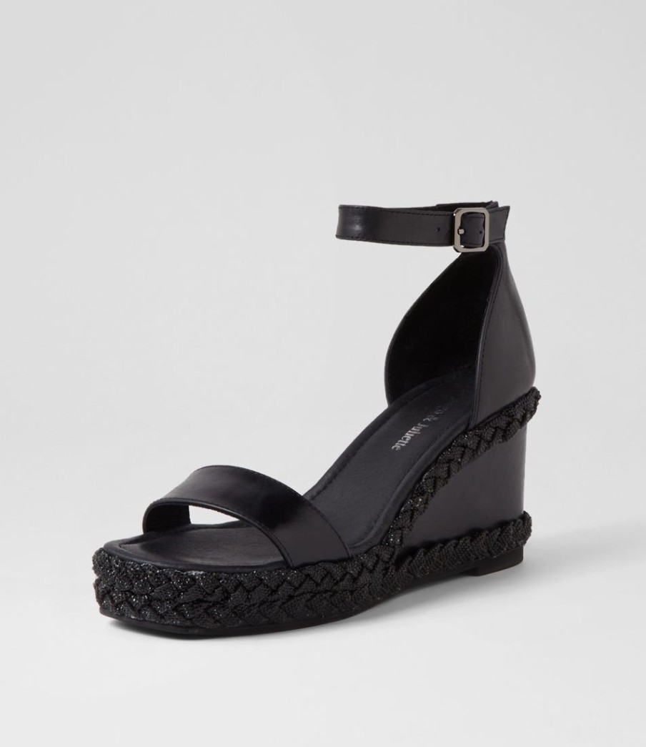 DJANGO & JULIETTE Vangie Black Leather Sandals | Heels