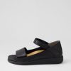 ZIERA Isolde W Black Leather Sandals | Flats