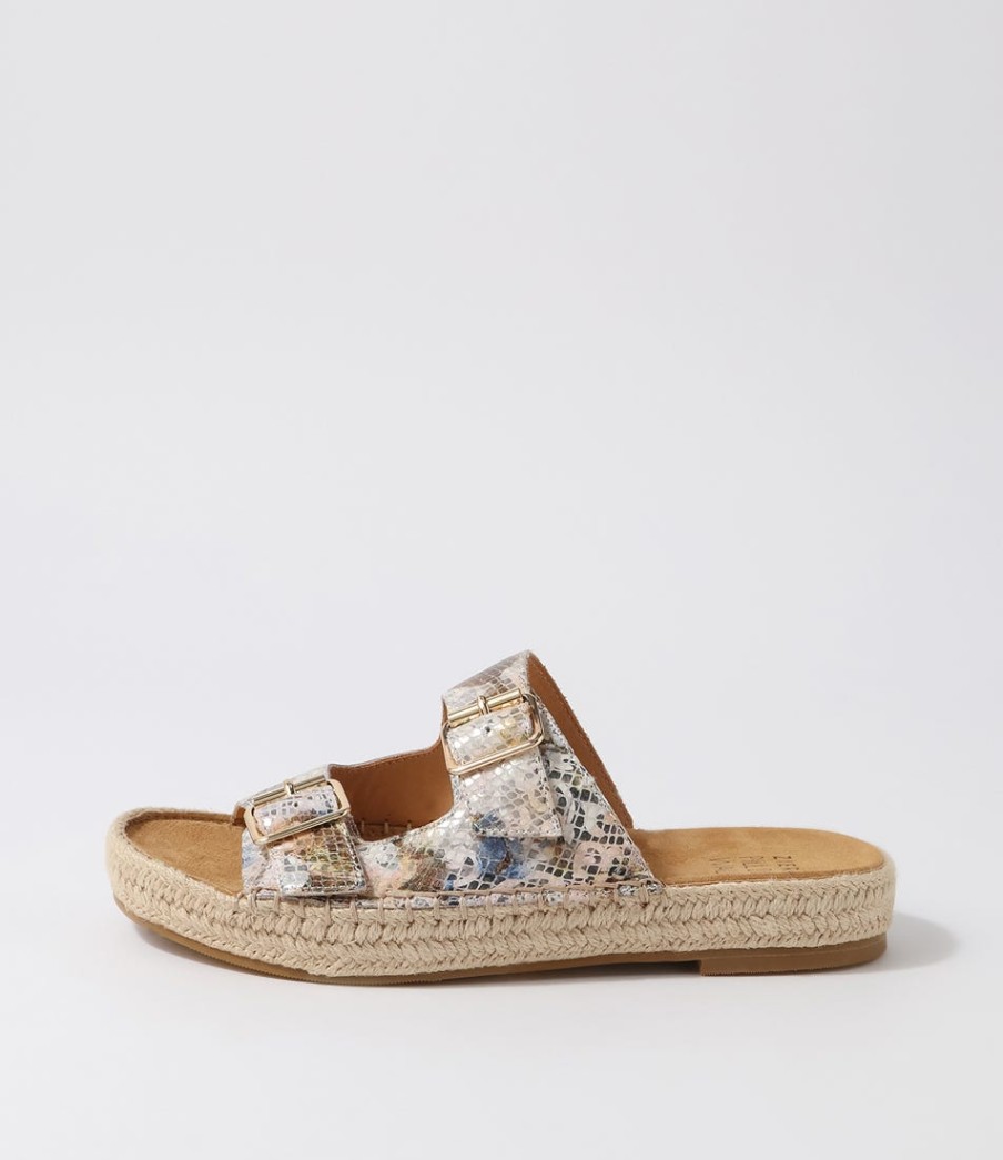 ZIERA Kapila W Natural Multi Leather Sandals | Espadrilles