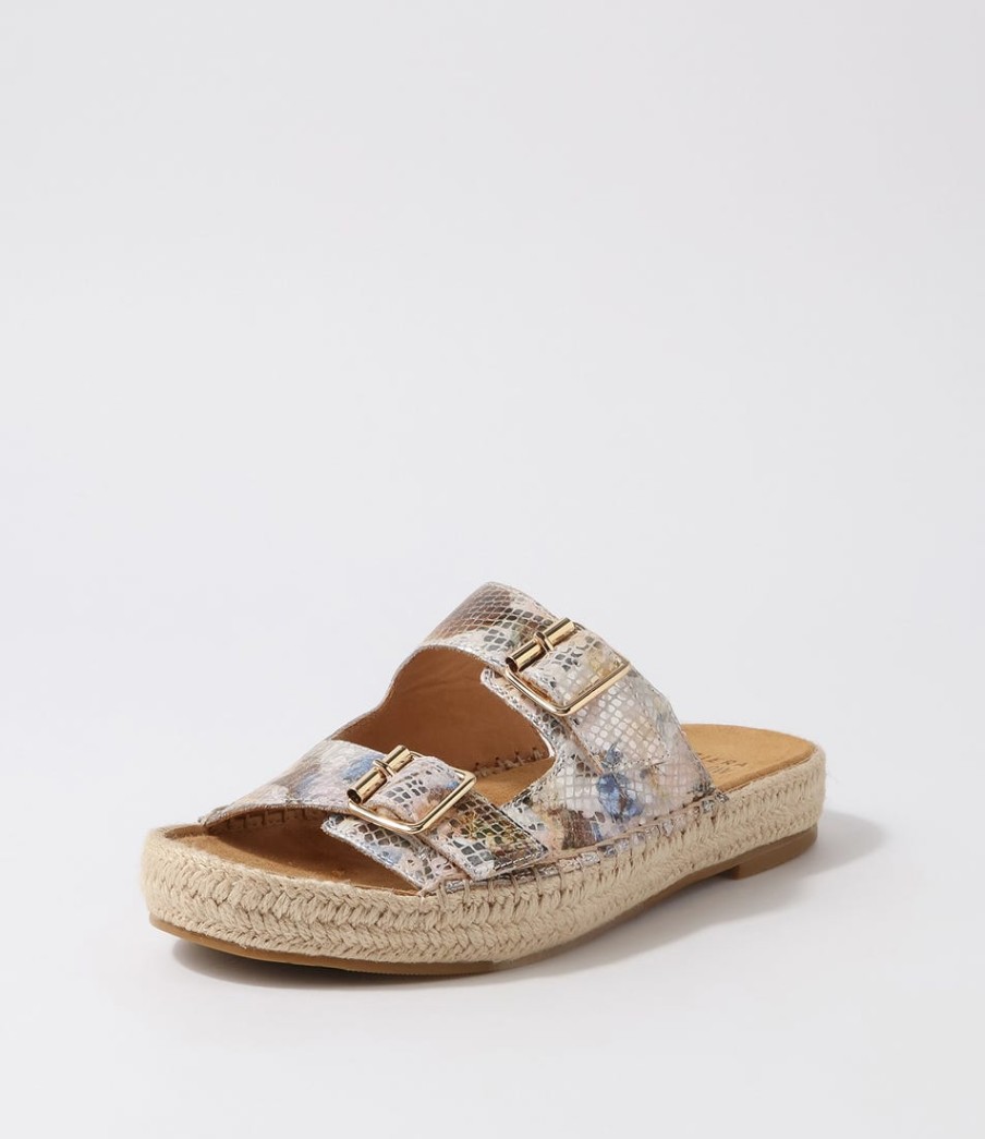 ZIERA Kapila W Natural Multi Leather Sandals | Espadrilles