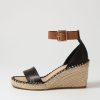 TOP END Gonice Black Tan Leather Espadrilles | Espadrilles