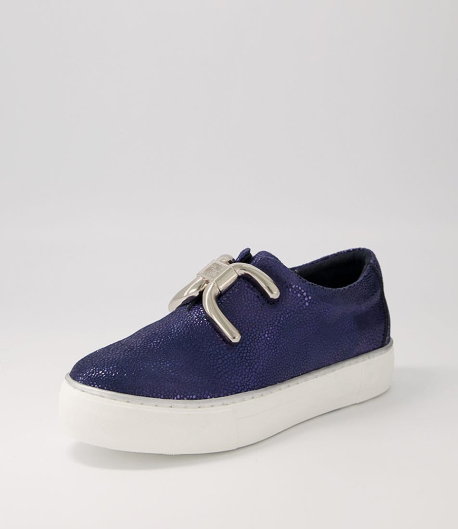 DJANGO & JULIETTE Filpy Navy Speckle Leather Sneakers | Sneakers