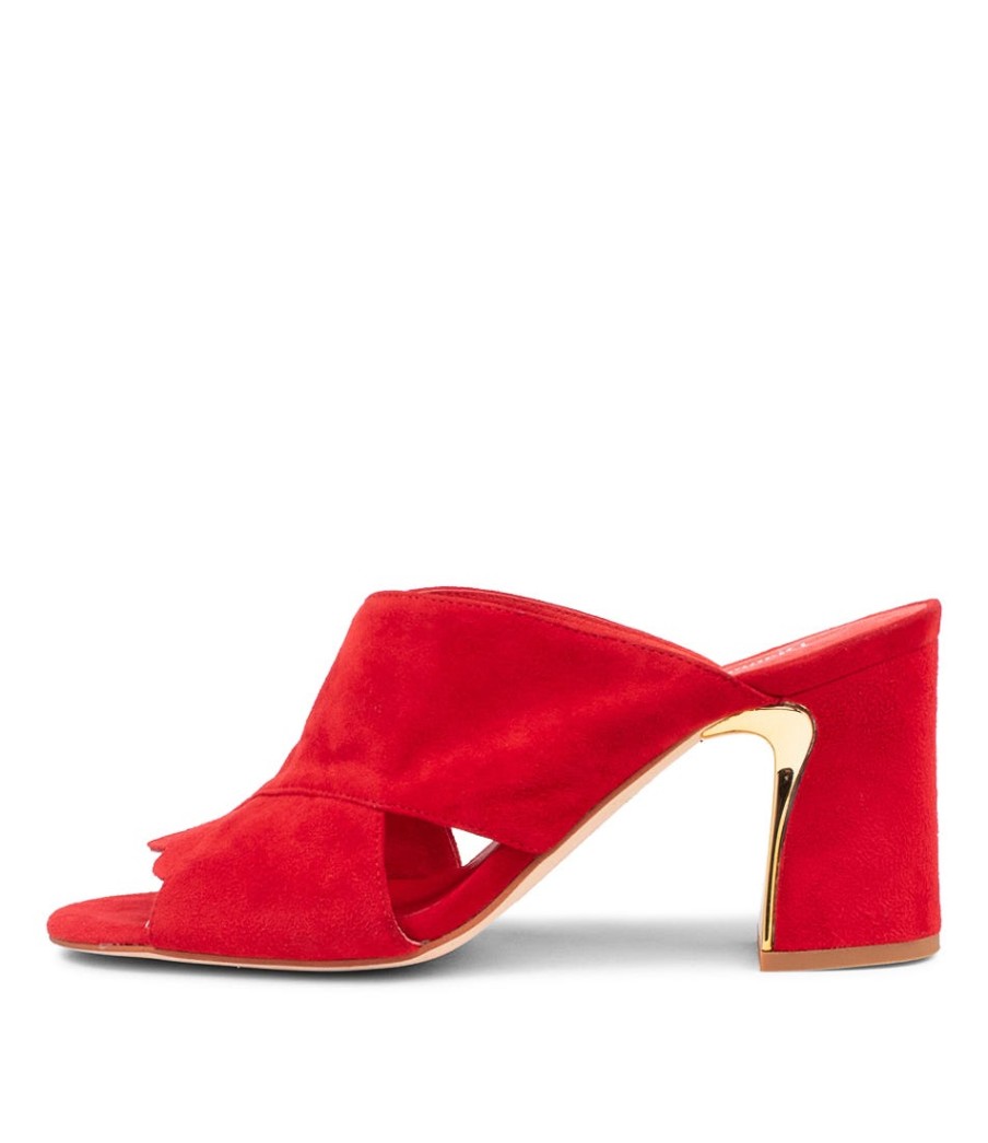 DJANGO & JULIETTE Kadmos Red Suede Mules | Heels