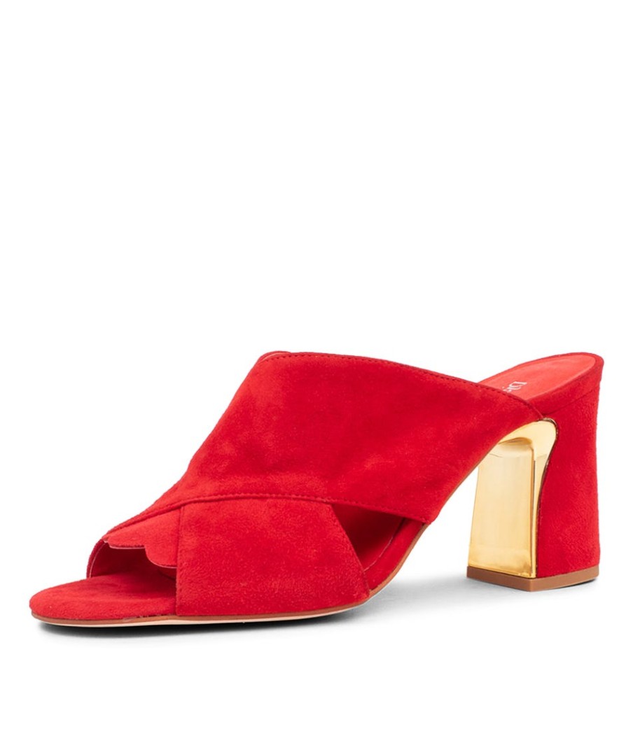 DJANGO & JULIETTE Kadmos Red Suede Mules | Heels