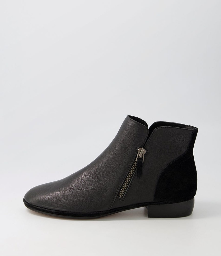 DIANA FERRARI Ronele Black Leather Suede Ankle Boots | Boots