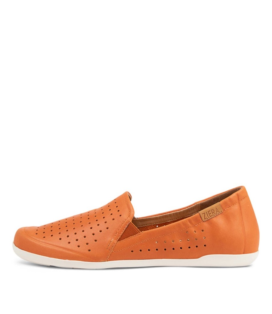 ZIERA Liana W New Orange Leather Flat Shoes | Comfort