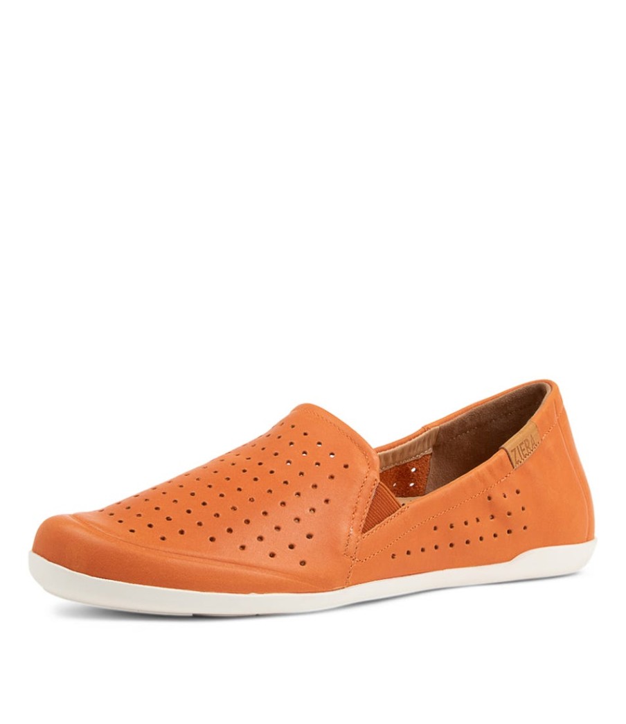 ZIERA Liana W New Orange Leather Flat Shoes | Comfort