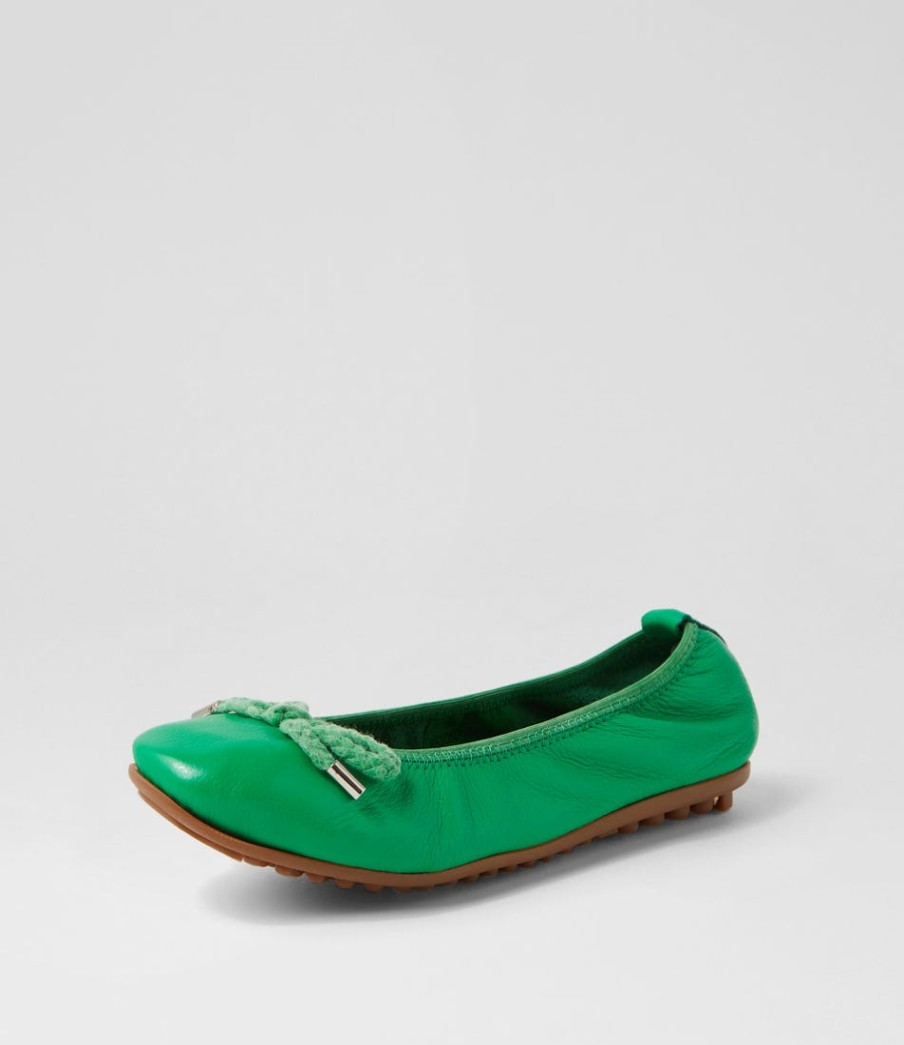 DJANGO & JULIETTE Beyond Bright Emerald Leather Ballet Flats | Flats