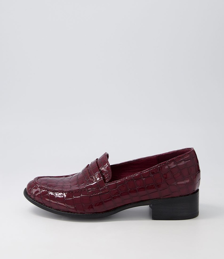 DJANGO & JULIETTE Cathi Claret Patent Croc Heels | Loafers