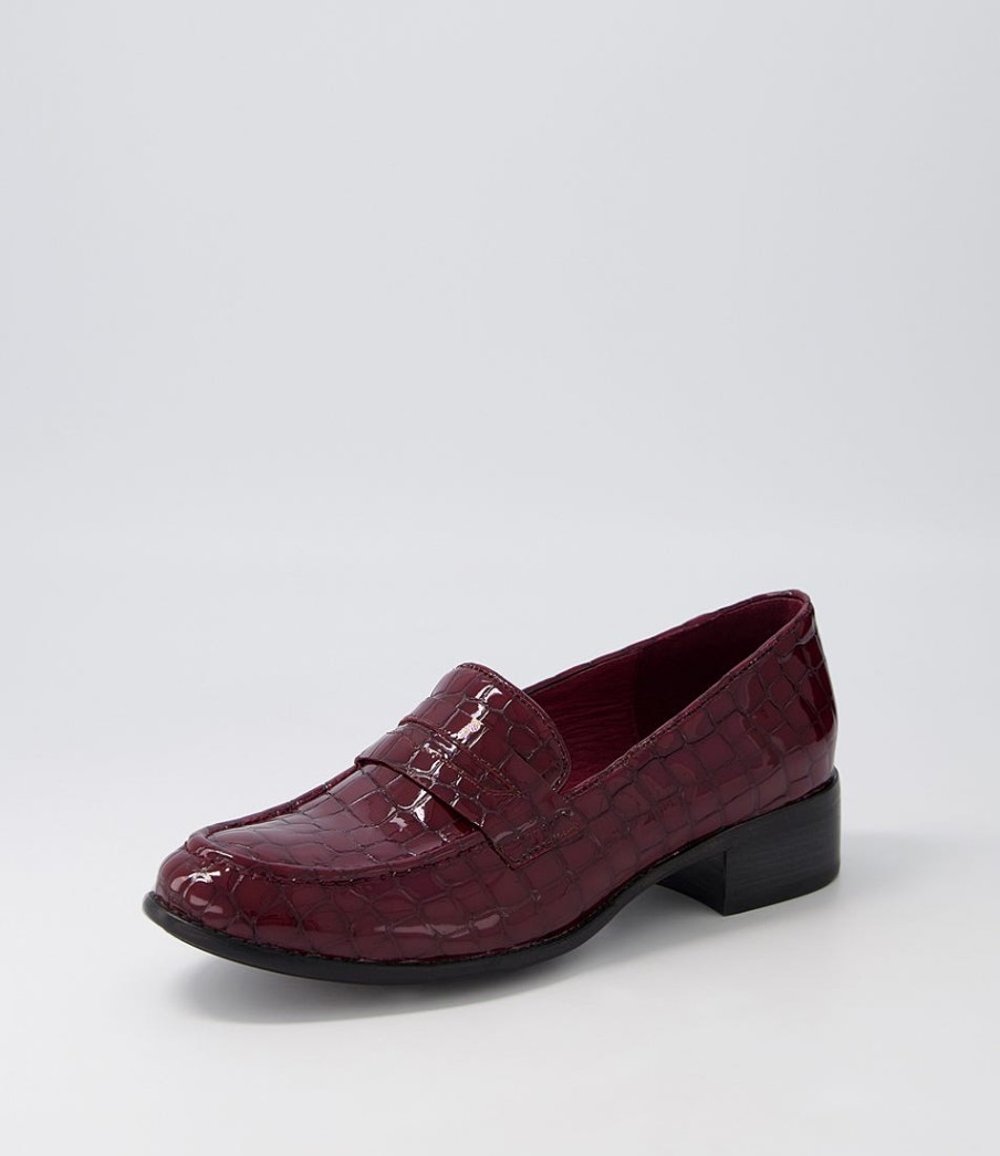 DJANGO & JULIETTE Cathi Claret Patent Croc Heels | Loafers