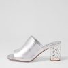 DJANGO & JULIETTE Ublue Silver Leather Mules | Heels