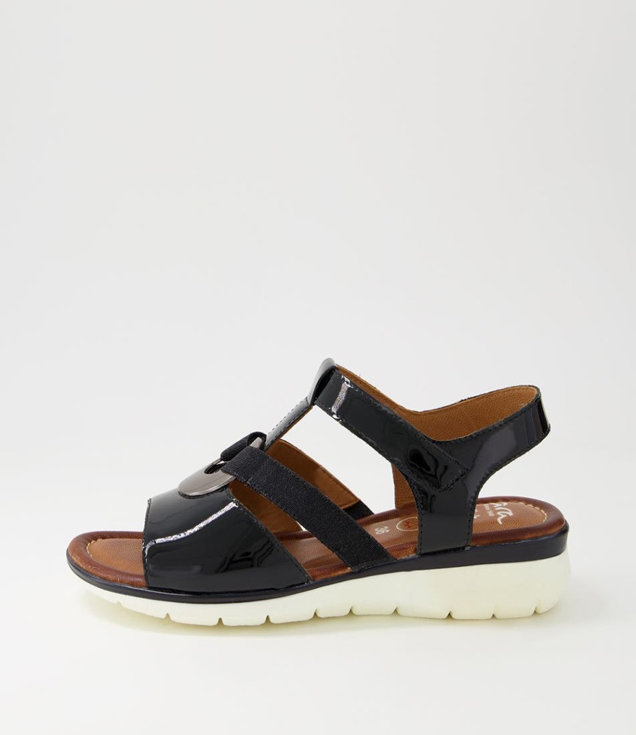 ARA Kreta 24 Black Leather Sandals | Comfort