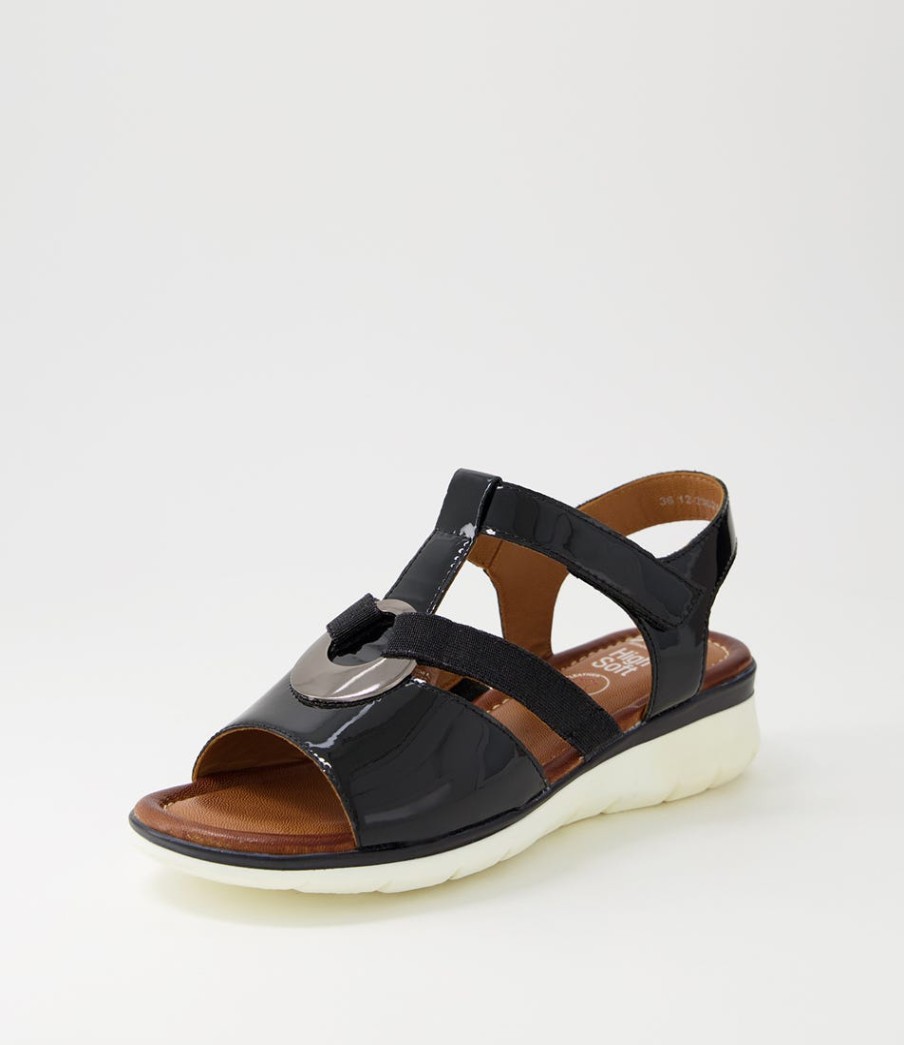 ARA Kreta 24 Black Leather Sandals | Comfort