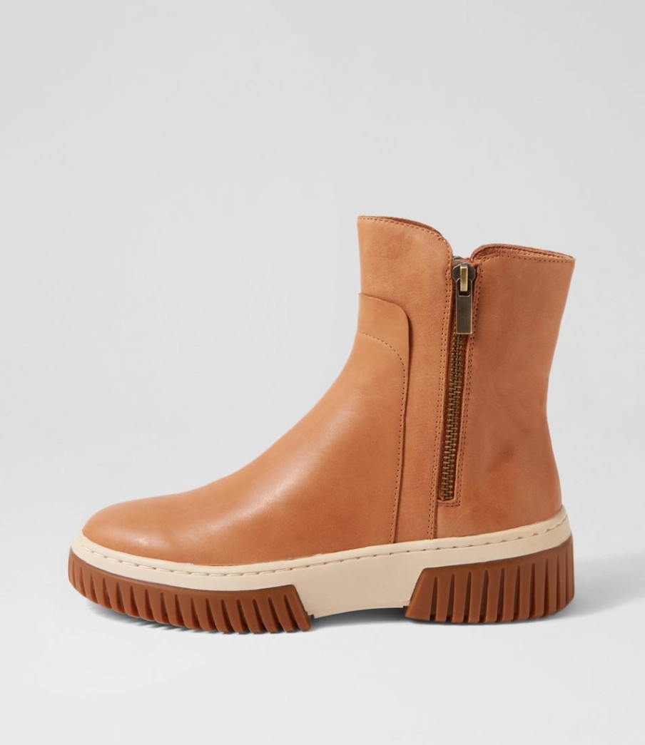 DJANGO & JULIETTE Yeliza Tan Vanilla Gum Sole Leather Ankle Boots | Boots