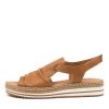 DJANGO & JULIETTE Alora Lrg Dk Tan Leather | Espadrilles