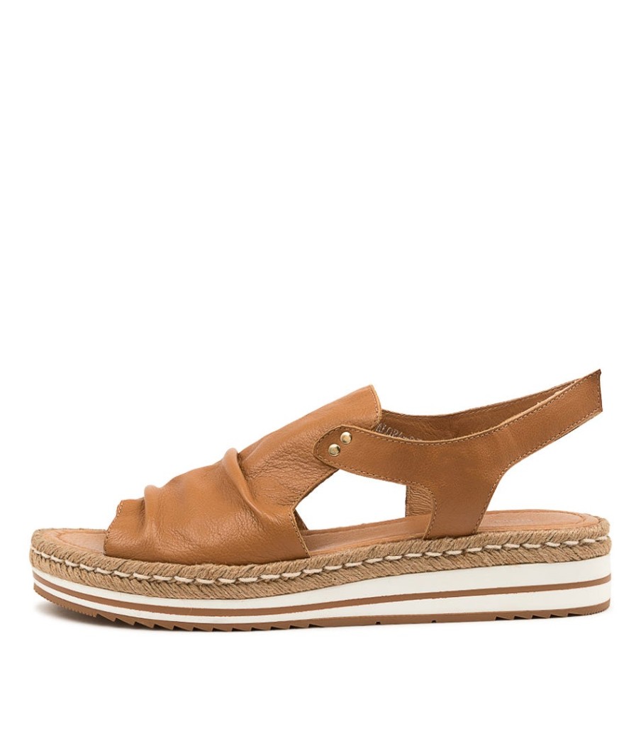 DJANGO & JULIETTE Alora Lrg Dk Tan Leather | Espadrilles