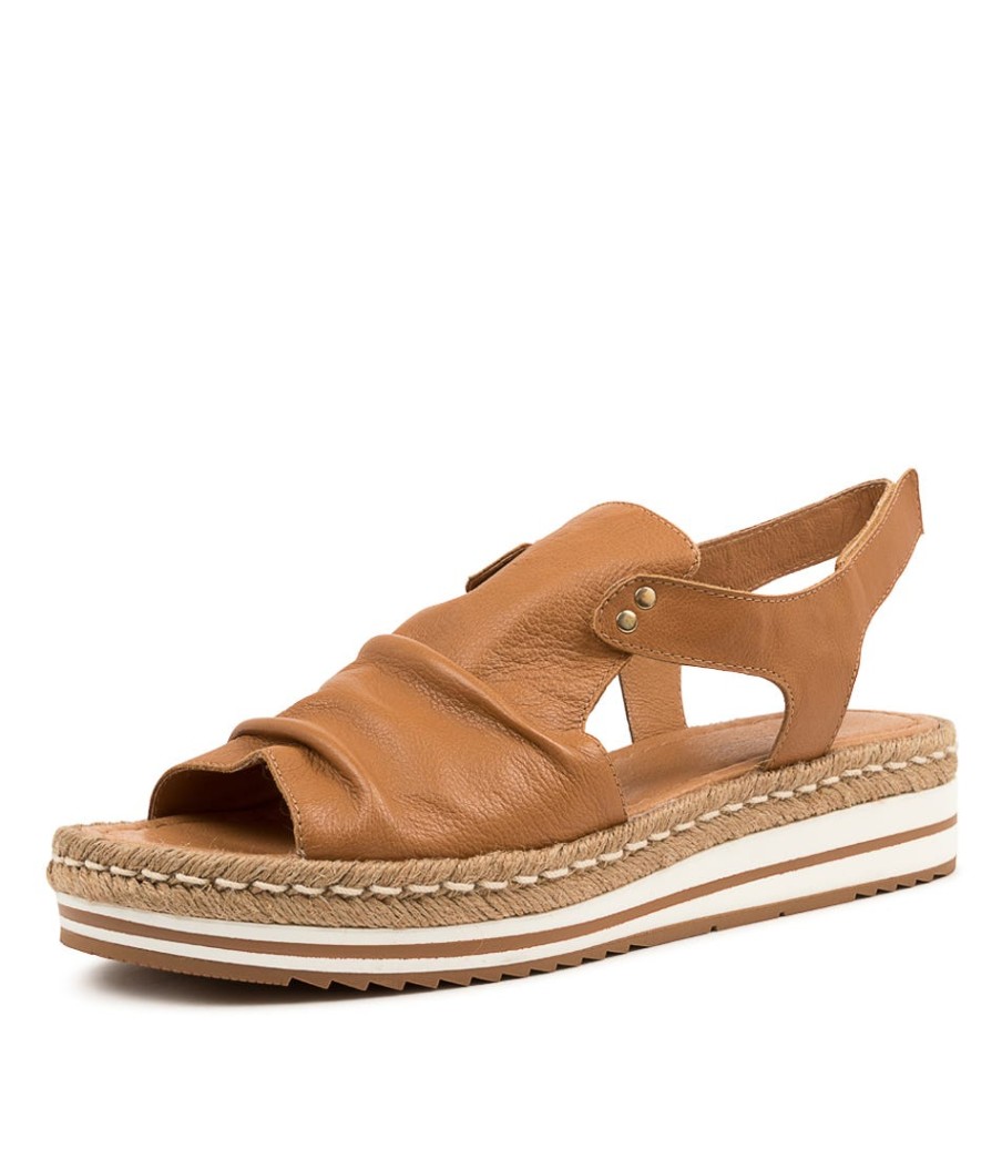 DJANGO & JULIETTE Alora Lrg Dk Tan Leather | Espadrilles