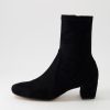 DJANGO & JULIETTE Hartful Black Stretch Microsuede Ankle Boots | Boots